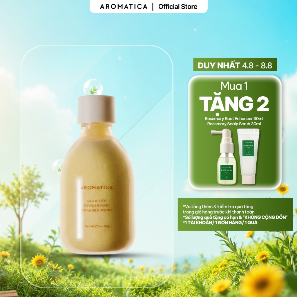 Bột rửa mặt AROMATICA GLOW VITA POWDER WASH ORANGE & NEROLI 60g