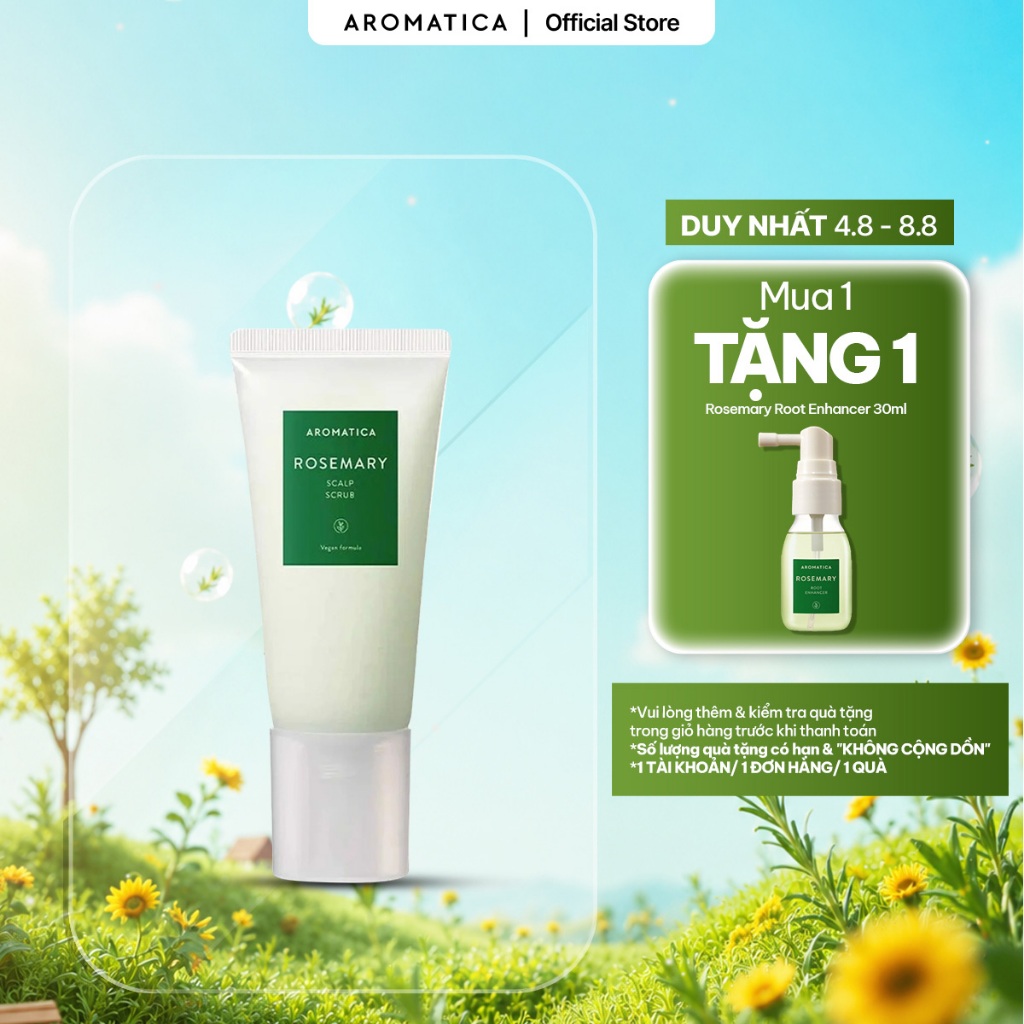 Muối Tẩy Tế Bào Chết Da Đầu Chiết Xuất Hương Thảo Aromatica Rosemary Scalp Scrub 165G