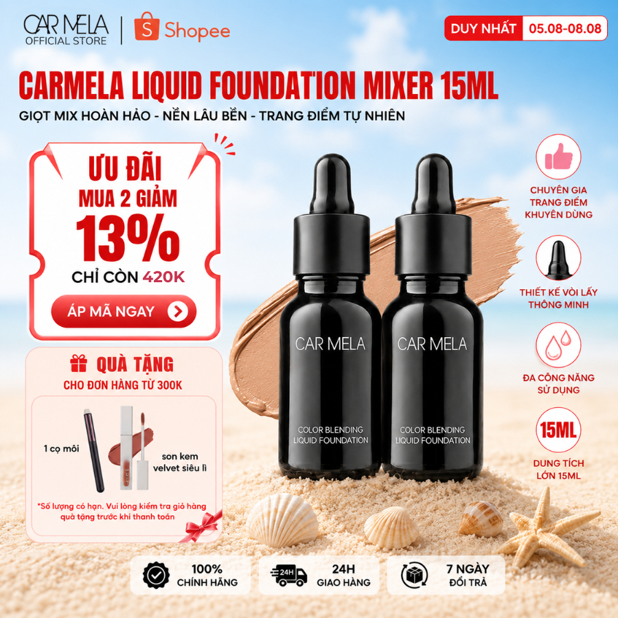 613 [DEAL ĐỘC QUYỀN] DUNG DỊCH ĐIỀU CHỈNH NỀN CARMELA GIÚP THAY ĐỔI MÀU SẮC NỀN PHÙ HỢP TIỆP DA TỰ NHIÊN 10ML&15ML | BigBuy360 - bigbuy360.vn