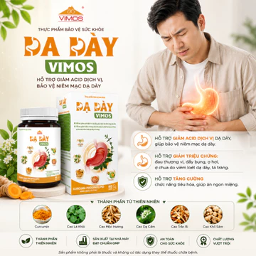 Dạ Dày Vimos - Hỗ Trợ Giảm Trào Ngược, Đau Thượng Vị, Ợ Chua Đầy Hơi, Bảo Vệ Niêm Mạc Dạ Dày