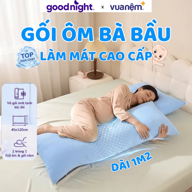 Gối Ôm & Vỏ Gối Ôm Cho Bà Bầu Goodnight Poppy - Vỏ Gối Thoáng Khí, Gối Mềm Mại, Gối Kê Bụng Bầu