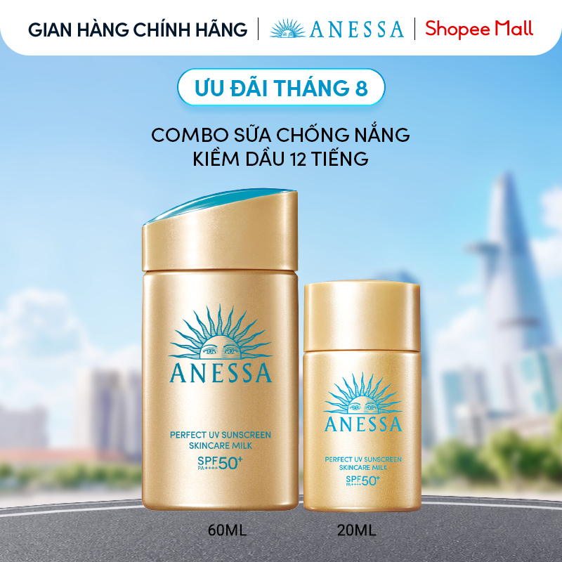 Combo Anessa Sữa Chống Nắng Dưỡng Da Kiềm Dầu Bảo Vệ Hoàn Hảo SPF50+ PA++++ 20ml x3