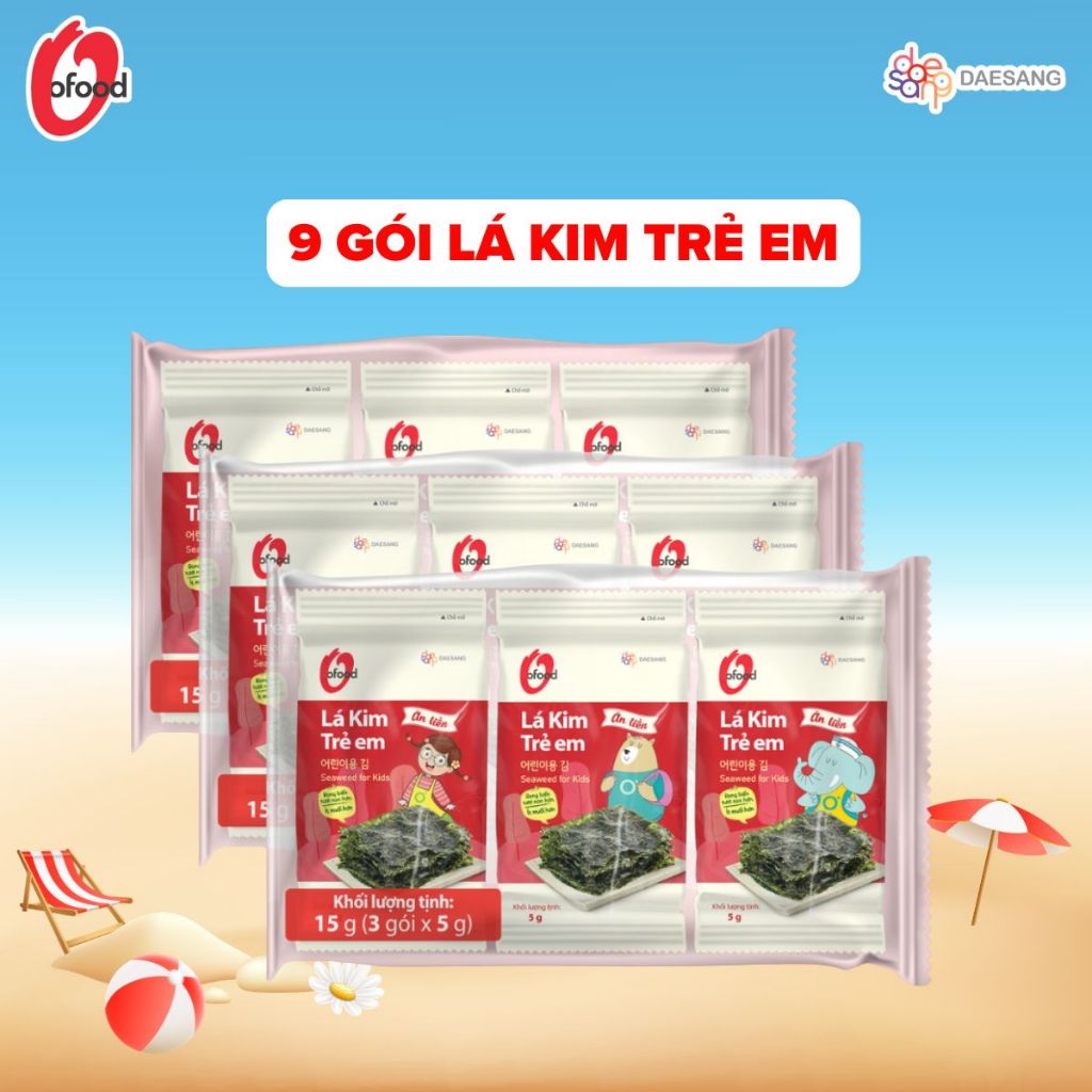 [O’FOOD VN] – COMBO 3 LỐC (9 GÓI) LÁ KIM O’FOOD DÀNH CHO TRẺ EM 5G – LÁ KIM ĂN VẶT GIÀU DINH DƯỠNG CHO BÉ