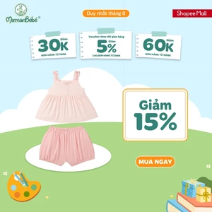 Bộ sát nách La Pomme viền bèo hè xinh mát dịu - Sợi Jacquard Cotton mềm mại, thoáng khí – Bé gái - 6M - 5Y