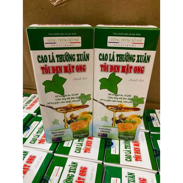 (Hộp 100ml) Siro Ho Cao Lá Thường Xuân Tỏi Đen MẬT ONG Chanh Đào - Giúp Bổ Phế, Giảm Ho, Giảm Đau Rát Họng, Tiêu Đờm