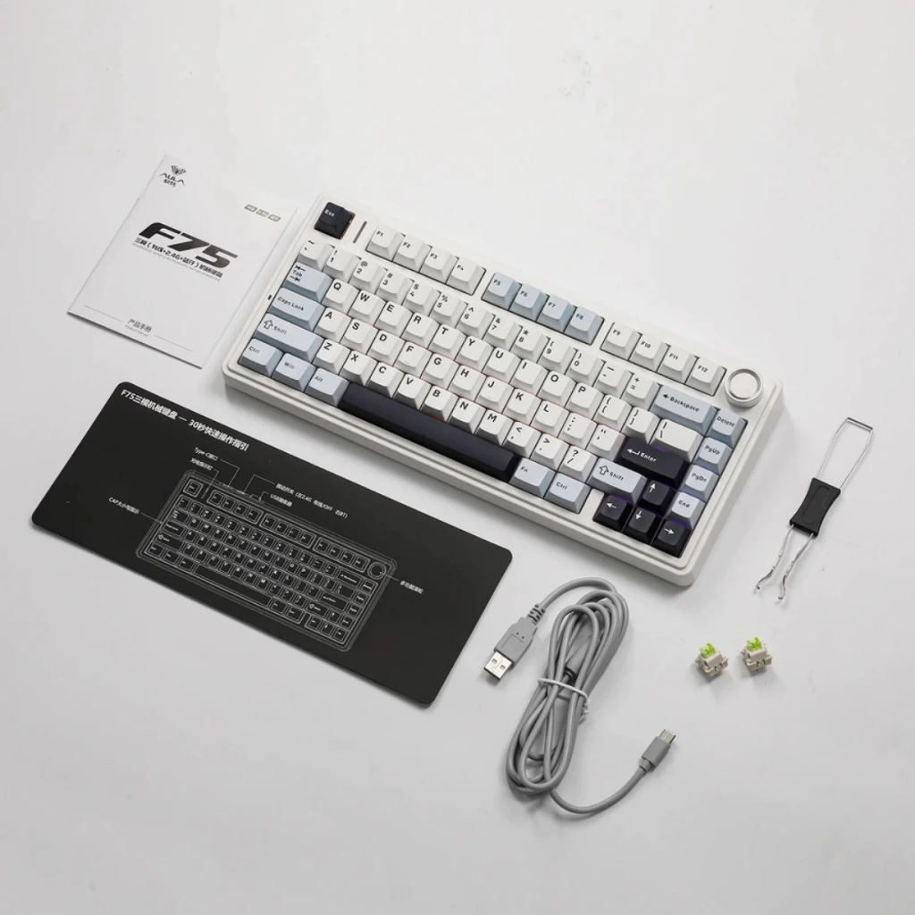 Bàn phím cơ gaming Aula F75 3 mode kết nối, có núm chỉnh âm lượng, LED RGB THkeyboard (NEW) | BigBuy360 - bigbuy360.vn