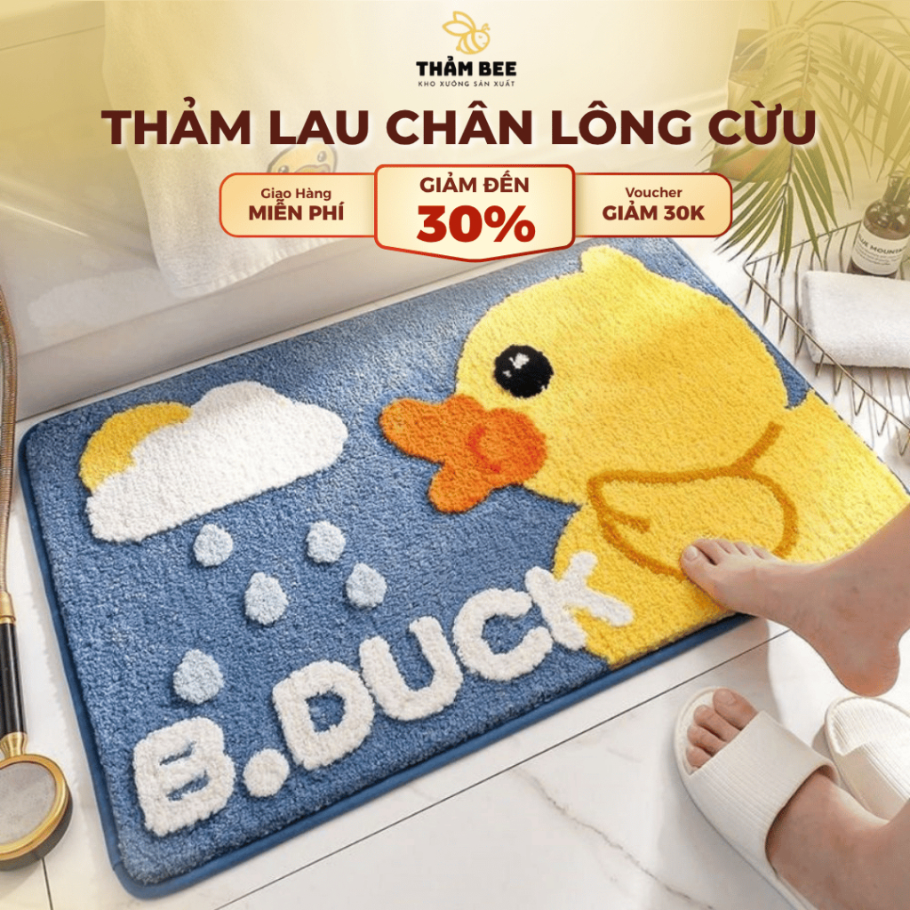 Thảm Lau Chân Lông Cừu Mềm Mại Thiết Kế Dễ Thương, Trang Trí Phòng Ngủ, Decor Nhà Cửa - Thảm Bee