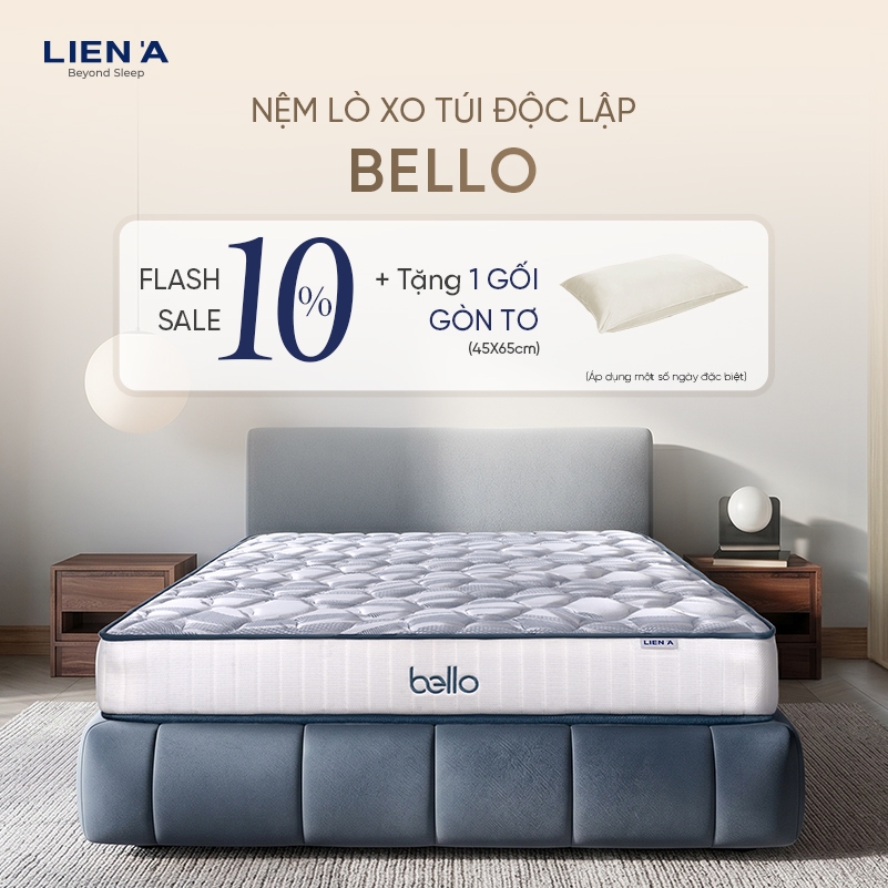 [NEW] Nệm Lò Xo Túi Độc Lập BELLO Liên Á Dày 22cm,Thép Tiêu Chuẩn Anh Quốc Cùng Vải Dệt Nhập Khẩu Cao Cấp