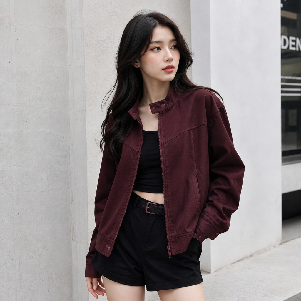 Áo Khoác Kaki 2 Lớp Cổ Tàu , Áo Khoác Bomber Mặc 4 Mùa Chống Nắng Đi Chơi Chất dày Dặn Form Dáng Rộng | BigBuy360 - bigbuy360.vn