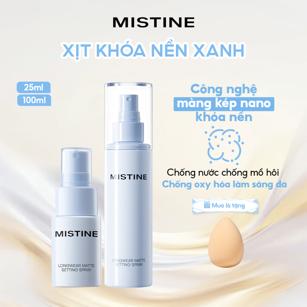 MISTINE Xịt Khóa Nền Matte Lâu Trôi, Dưỡng Ẩm, Chống Oxy Hóa, Làm Sáng Da 100ml/25ml