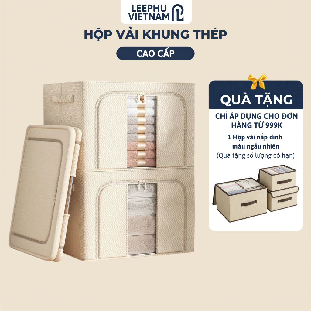 [Loại 1] Hộp Đựng Quần Áo Khung Thép Cao Cấp – Hộp Vải Cotton Gấp Gọn, Nhiều Kích Thước – Đựng Chăn Màn