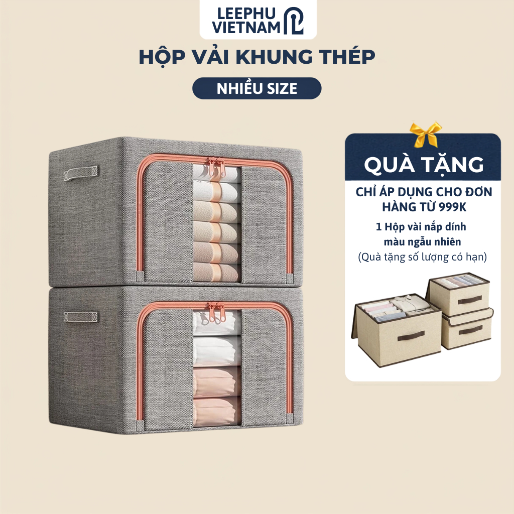 Thùng Vải Khung Thép Đựng Quần Áo Chăn Màn Dung Tích Lớn – Hộp Đựng Đồ Đa Năng, Nhiều Kích Thước, Chống Bụi