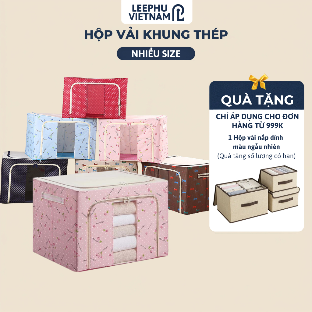 [Cao cấp] Hộp Đựng Quần Áo, Túi Giỏ Vải Khung Thép Gấp Gọn Để Chăn Màn dung tích 80/100L