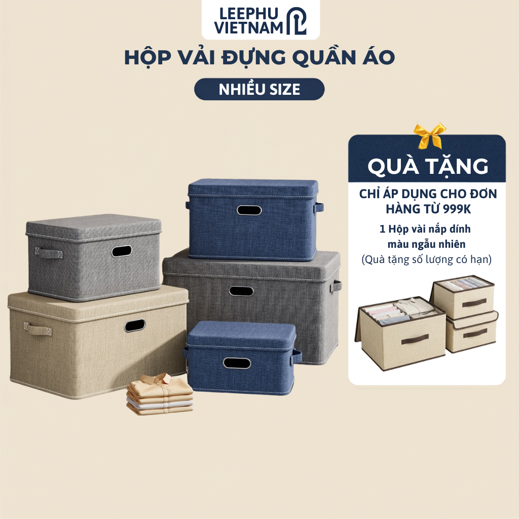 [Nắp rời] Thùng Đựng Đồ Có Nắp Rời, Vải Cotton và Lanh+Khung Gỗ MDF/ hoặc bảng PP Cao Cấp