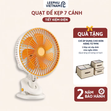 Quạt Bàn Cắm Điện 22W, 2 Mức Gió Đa Năng - Quạt Để Bàn / Kẹp / Treo Tường 7 Cánh - Gió Mạnh - Quay Tút Năng