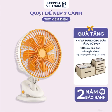 Quạt Bàn Cắm Điện 22W, 2 Mức Gió Đa Năng - Quạt Để Bàn / Kẹp / Treo Tường 7 Cánh - Gió Mạnh - Quay Tút Năng