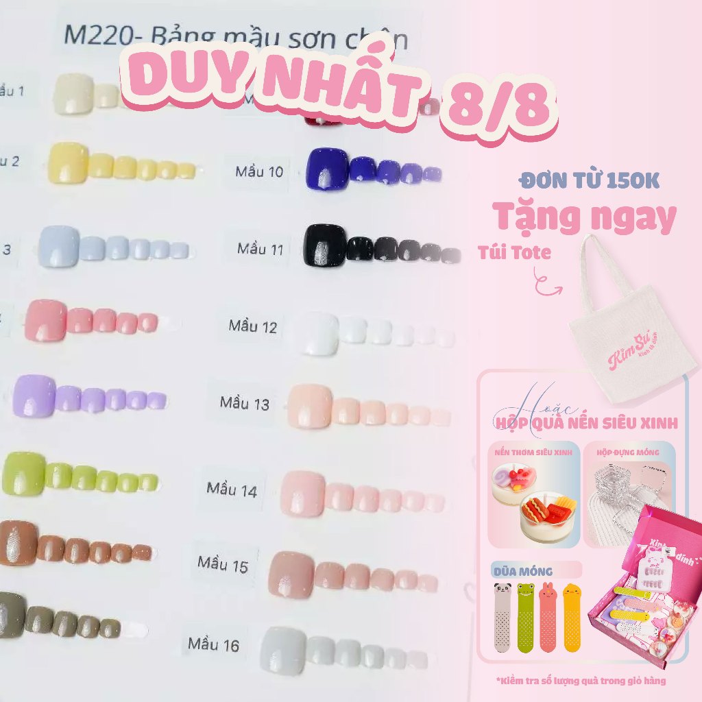 [M220] Kimsu Nailbox - Nail chân úp giả Sơn Gel Trơn phù hợp mọi lứa tuổi