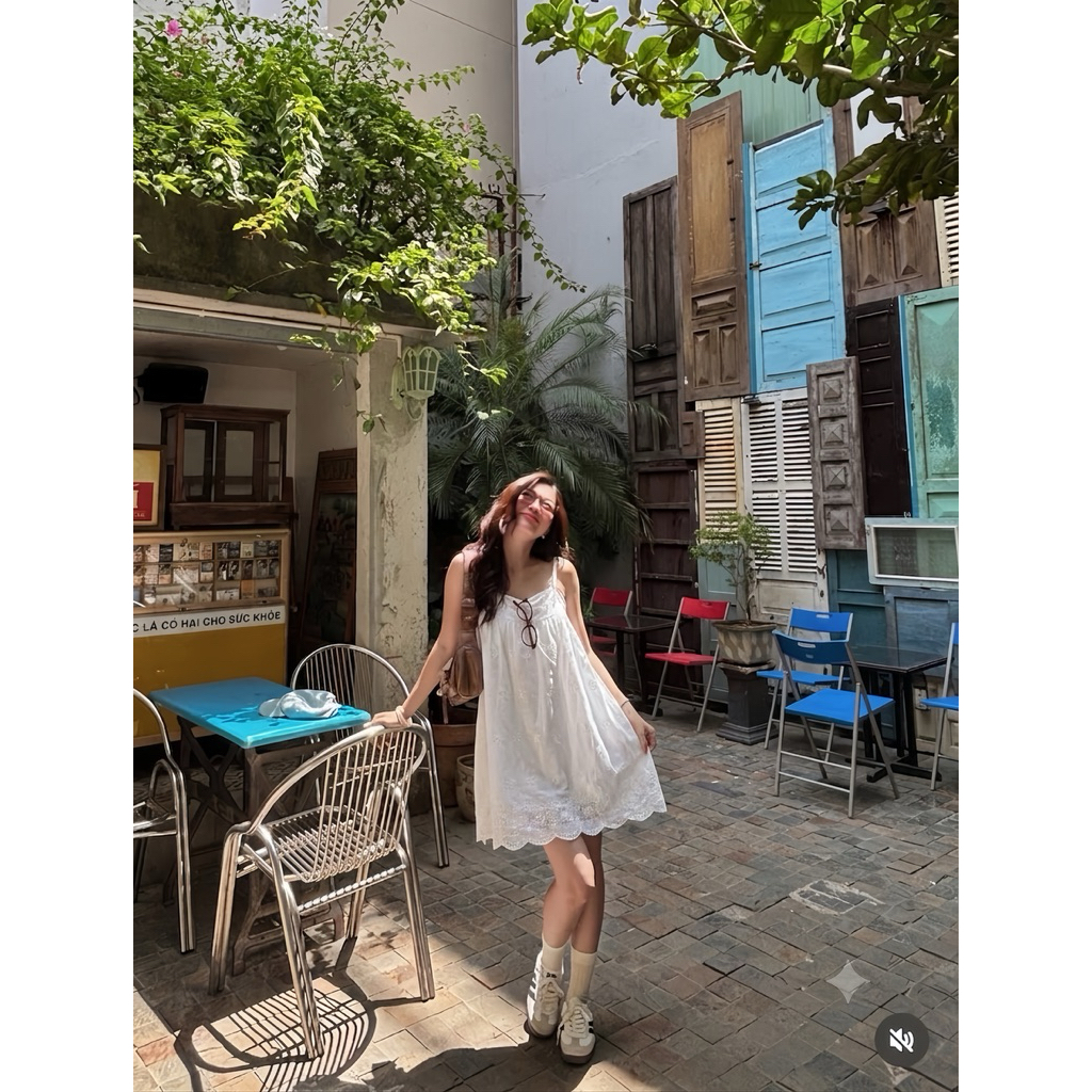 [KHÔNG KÈM ÁO CADIGAN] Váy hai dây thô boi phối ren trắng dáng xoè “HYO DRESS” | BigBuy360 - bigbuy360.vn
