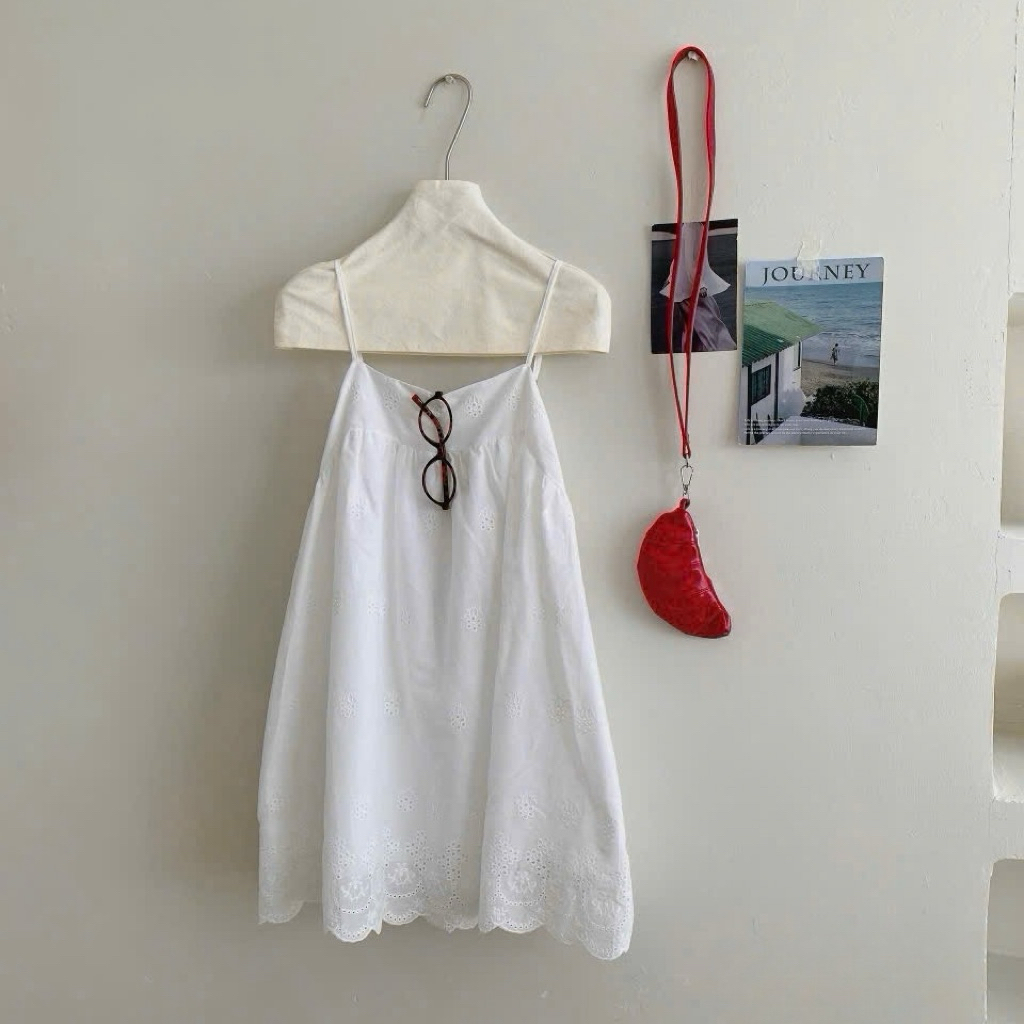[KHÔNG KÈM ÁO CADIGAN] Váy hai dây thô boi phối ren trắng dáng xoè “HYO DRESS” | BigBuy360 - bigbuy360.vn