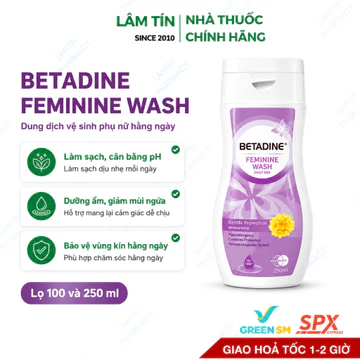 (Date xa) Dung dịch vệ sinh phụ nữ Betadine Feminine Wash Daily Use Gentle Protection Immortelle 100ml/250ml