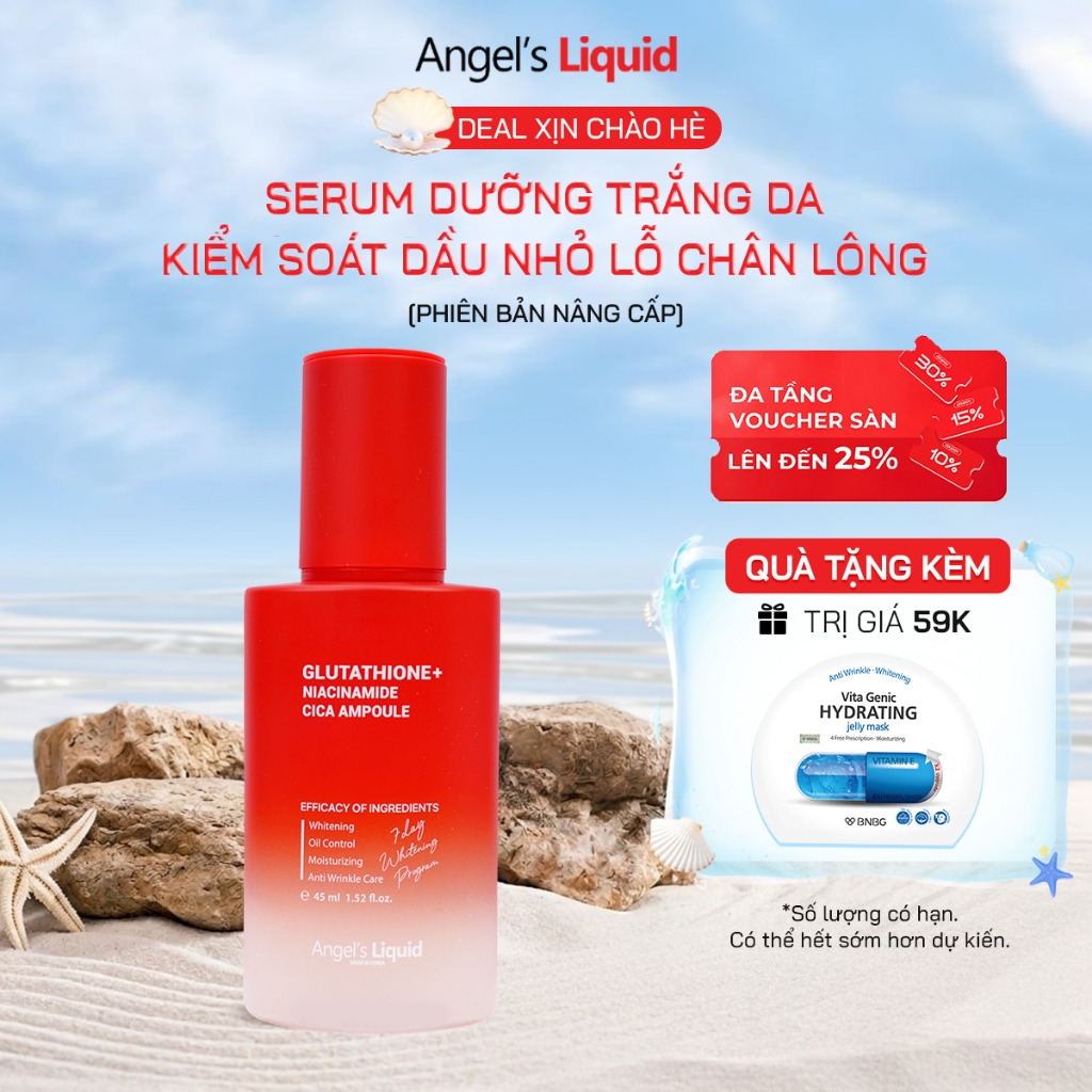 Serum Làm Trắng, Kiểm Soát Dầu, Nhỏ Lỗ Chân Lông Angel's Liquid Glutathione +10% Niacinamide Cica Ampoule 45ml