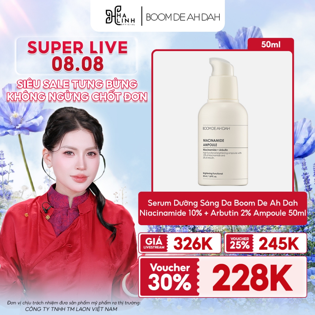 Serum Dưỡng Sáng Da Boom De Ah Dah Niacinamide 10% + Arbutin 2% Ampoule 50ml