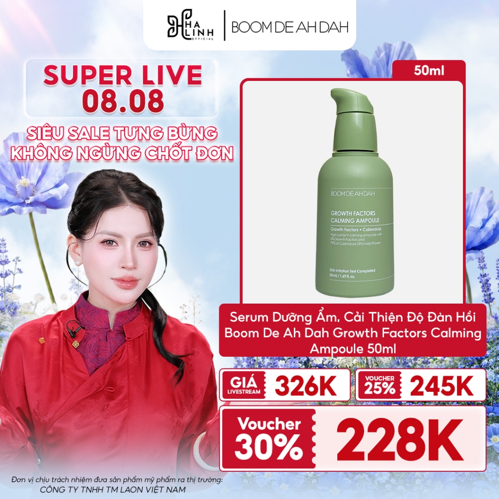 Serum Hỗ Trợ Phục Hồi, Giúp Dịu Da Boom De Ah Dah Growth Factors Calming Ampoule 50ml