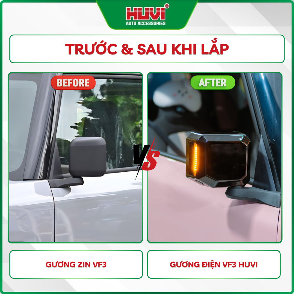 |TẶNG MÓC SỪNG+CHẮN BÙN| Gương điện VF3 Huvi - Thêm Một Chạm, Thêm An Toàn | BigBuy360 - bigbuy360.vn