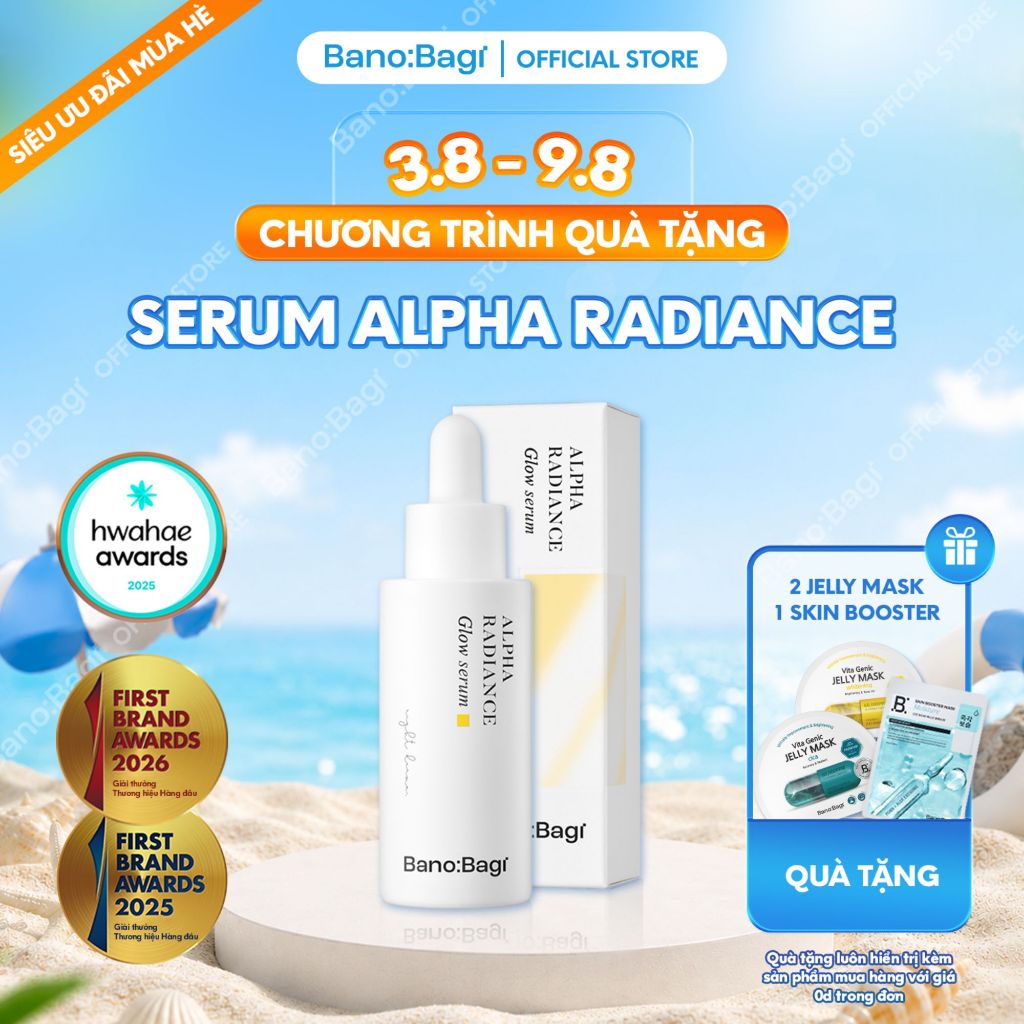 Serum Dưỡng Sáng Da Bano:Bagi Alpha Radiance Alpha arbutin Glow Hỗ Trợ Giảm Nám, Cải Thiện Da Không Đều Màu 30ml