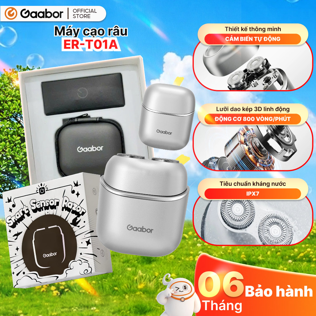 Máy cạo râu Gaabor ER-T01 đầu cạo 3D chống nước IPX7 nhỏ gọn dễ dàng mang đi quà tặng nam sinh nhật