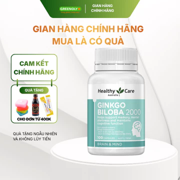 Viên Uống Bổ Não Healthy Care Ginkgo Biloba 2000mg 100 Viên