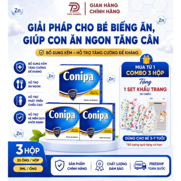 Combo 3 hộp Kẽm Conipa Cho Bé Biếng Ăn | Bổ Sung Kẽm Hỗ Trợ Ăn Ngon, Hỗ Trợ Tăng Cường Sức Đề Kháng