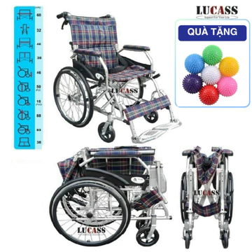 (TẶNG BÓNG GAI) Xe lăn Lucass X63, X75 Xe lăn du lịch gấp gọn, Xe lăn khung nhôm siêu nhẹ