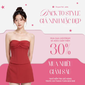DOTTIE - Áo corset nhún ngực - Đỏ - T1171