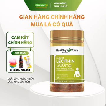 Mầm Đậu Nành Healthy Care Lecithin 1200mg Tốt Cho Sức Khỏe 100 Viên