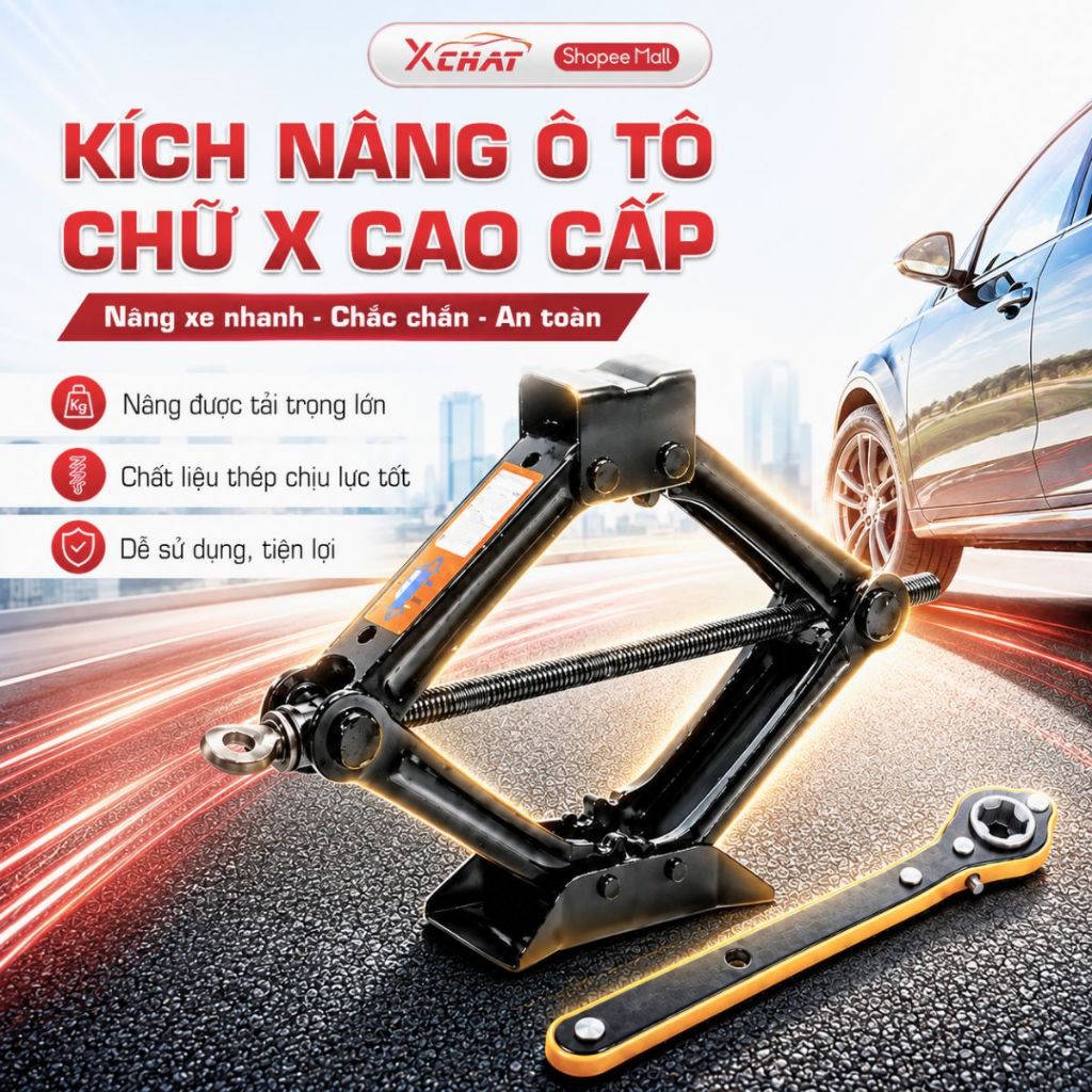 Kích gầm ô tô XCHAT thay lốp cho xe hơi kèm tay quay thủy lực, nâng xe an toàn, dễ sử dụng - Lỗi 1 đổi 1