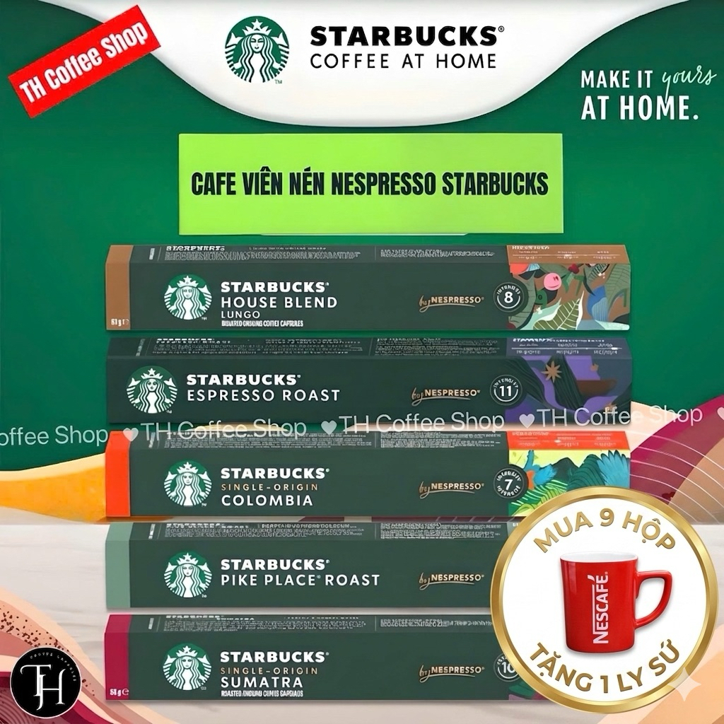 (Dành cho máy Nespresso) CÀ PHÊ VIÊN NÉN STARBUCKS NESPRESSO CAPSULE SẴN 16 VỊ – Hộp 10 viên