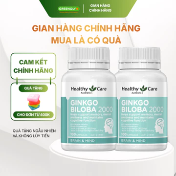 Combo 2 Hộp Healthy Care Viên Uống Hỗ Trợ Trí Não Ginkgo Biloba 2000mg 100 Viên