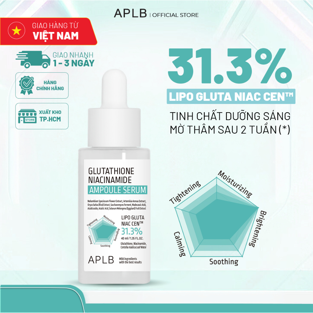 APLB Serum Dưỡng Trắng Da Cao Cấp APLB Glutathione Niacinamide Ampoule Serum 40ml