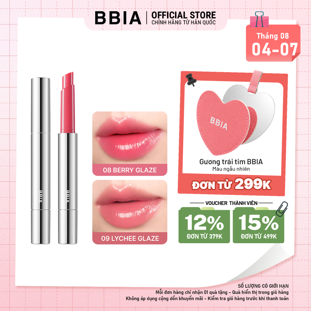 Son bút dưỡng bóng mỏng nhẹ, căng mọng BBIA Over Glaze Stick 1.7g