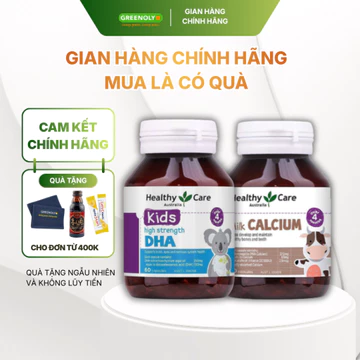 Combo Healthy Care Bổ Sung Canxi Cho Trẻ Trên 4 Tháng Tuổi Milk Calcium 60 Viên & DHA Cho Bé Từ 4 Tháng Tuổi 60 Viên