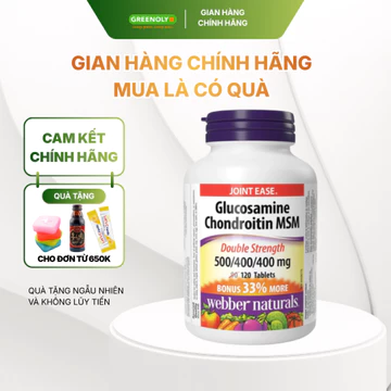 Viên Uống Glucosamine Webber Naturals Giảm Đau Duy Trì Sụn Khớp Glucosamine Chondroitin MSM 500/400/400mg Hộp 120 Viên