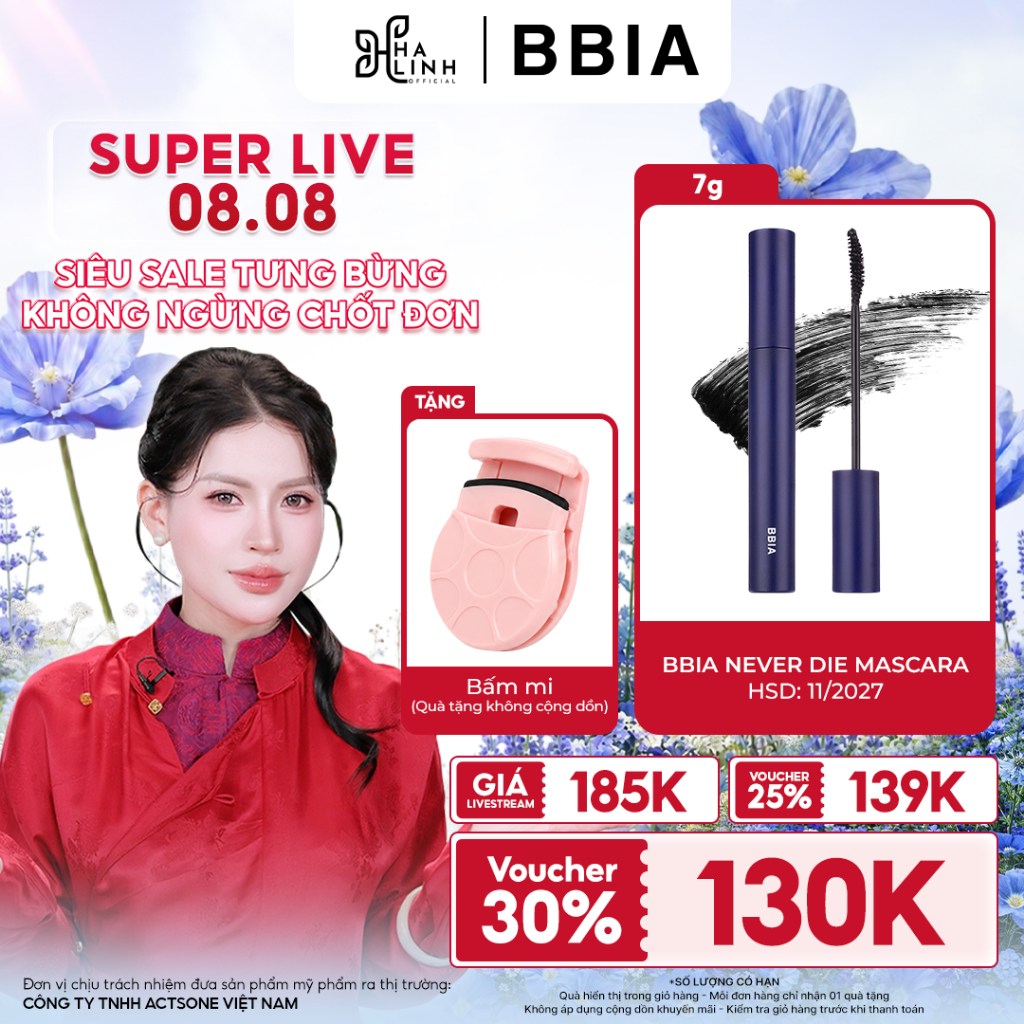 Mascara dày mi, chống lem BBIA Never Die Mascara 7g