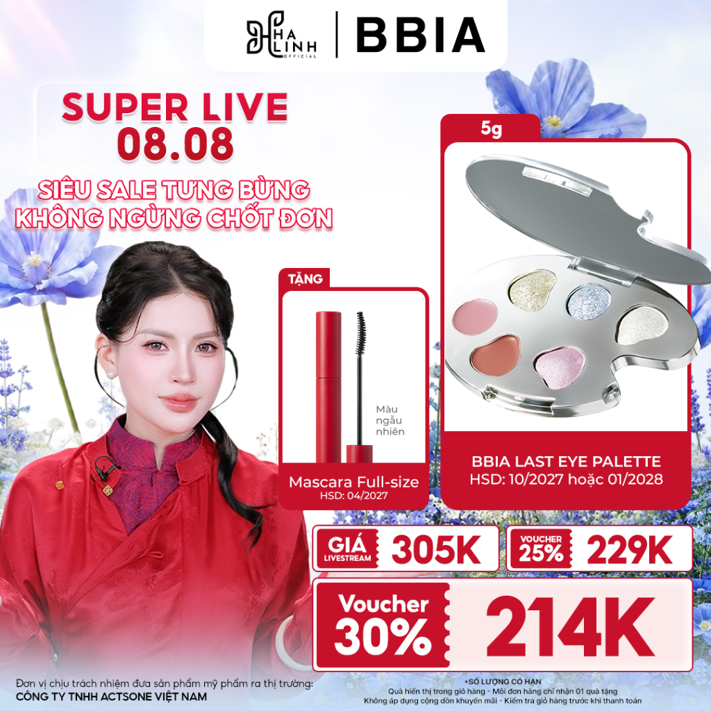 Bảng màu mắt – má – môi 3 trong 1 BBIA Last Eye Palette 5g