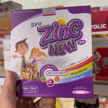 Siro Bổ Sung Kẽm Cho Bé Siro Zinc New P/A - Giúp Bé Ăn Ngon, Tăng Cường Sức Đề Kháng Hỗ Trợ Tiêu Hoá (Hộp 20 Ống x 10ml)