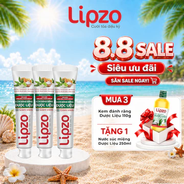 Kem Đánh Răng Dược Liệu Lipzo Tuýp 110g Từ 6 Loại Dược Liệu Thiên Nhiên Vị Ngọt Thơm Bảo Vệ Nướu Lợi
