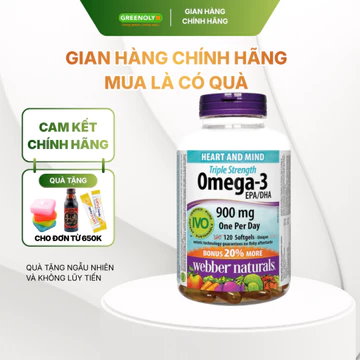 Dầu Cá Omega 3 Webber Naturals Hỗ Trợ Tim Mạch, Não Triple Strength Omega 3 900mg EPA/DHA