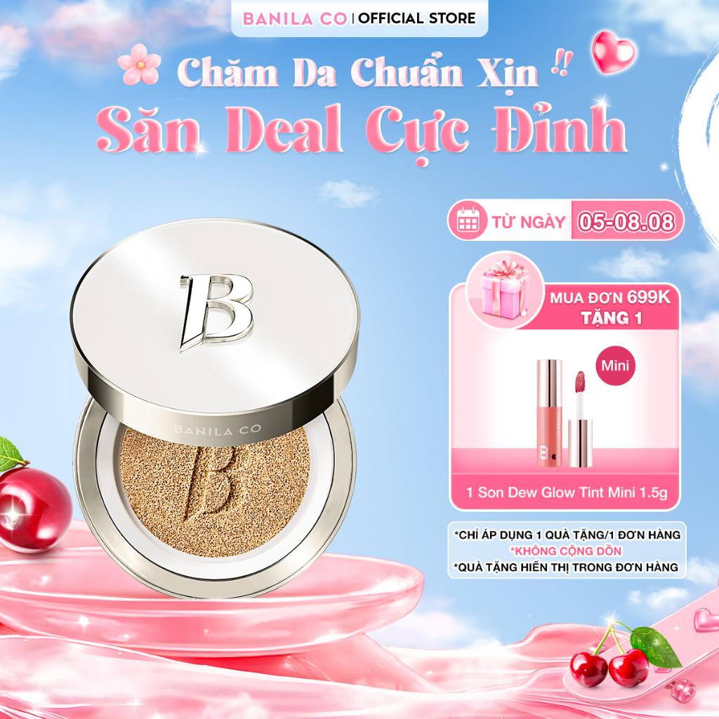 Phấn Nước BANILA CO Covericious Ultimate White Cushion SPF38 PA++ 14G che phủ tự nhiên, không gây mốc da