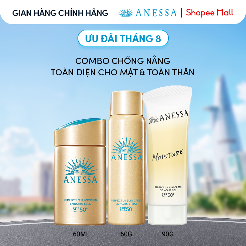 Combo chống nắng toàn diện cho hoạt động ngoài trời Sữa-Gel-Xịt chống nắng bảo vệ trước mọi tác động cho Mặt-Toàn thân