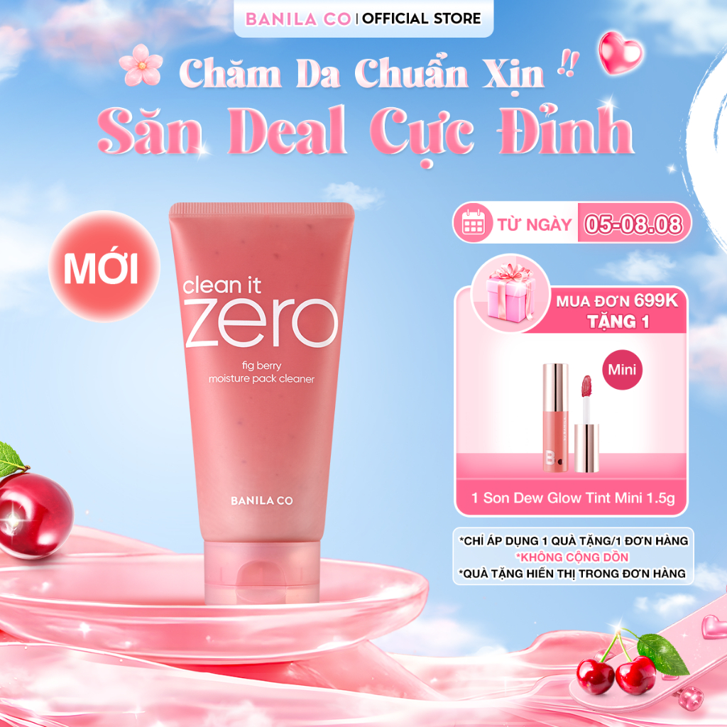 Sữa rửa mặt kiêm mặt nạ BANILA CO Clean it Zero Fig Berry Moisture Pack Cleanser 180g cấp ẩm, làm mềm và nuôi dưỡng da